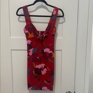 Free People Red Bodycon Mini Dress V-Neck Sleeveless